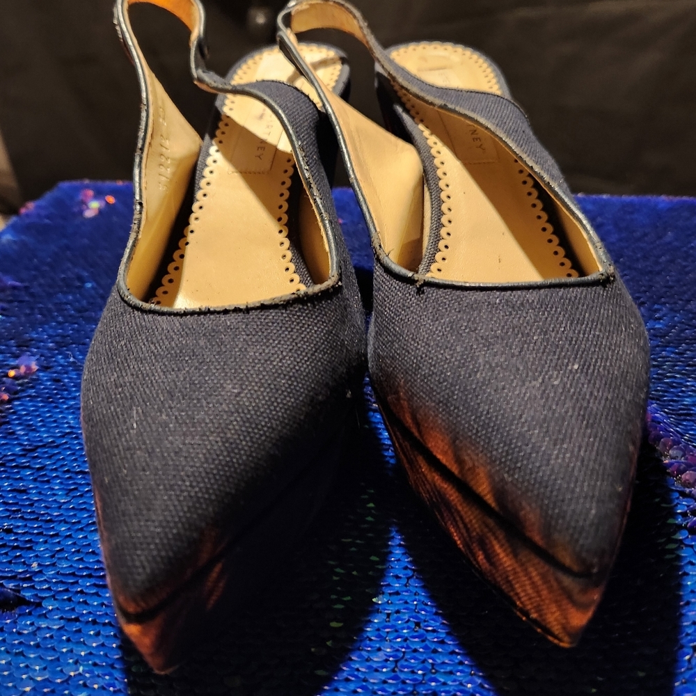 Stella McCartney Navy Cavas Wedge - Picture 4 of 7